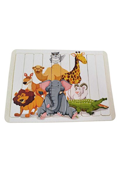 KESKİN NAKIŞ Keçe Eğitici Dikey Puzzle Hayvanlar Yapboz 10 parça 21x15 cm ( A...