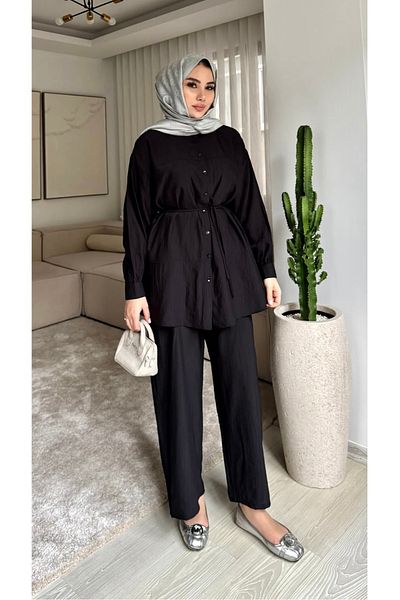 MODA Hijab Black Shirt Pants Suit