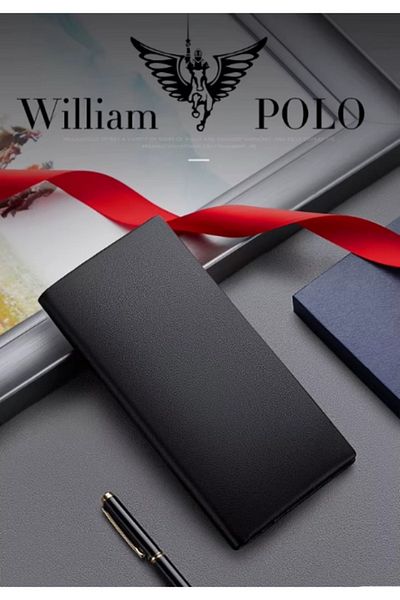 William Polo Williampolo Made in Italy Genuine Leather Long Stylish Men's Wallet & Men's Card Holder