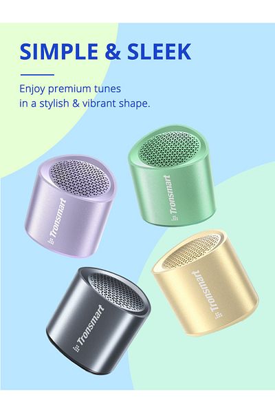 Tronsmart Nimo Portable Bluetooth Mini Speaker IPX7 Waterproof, 12H, Stereo Pairing - (Black & Gold)