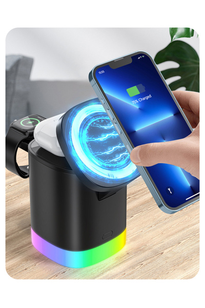 EN SİGA 3in1 Macsafe manyetik kablosuz hızlı şarj standı istasyonu iPhone 14 13 12 Pro Max AirPods Apple