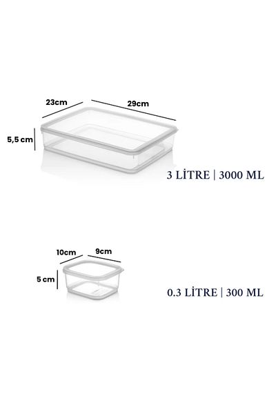 DOVİHOME 7 Piece Vacuum Sealed Storage Container Set 3000 ml and 300 ml |   Transparent |   Refrigerator Organizer