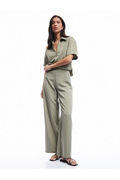 Koton Modal Cupro Fabric High Waist Wide Leg Pants