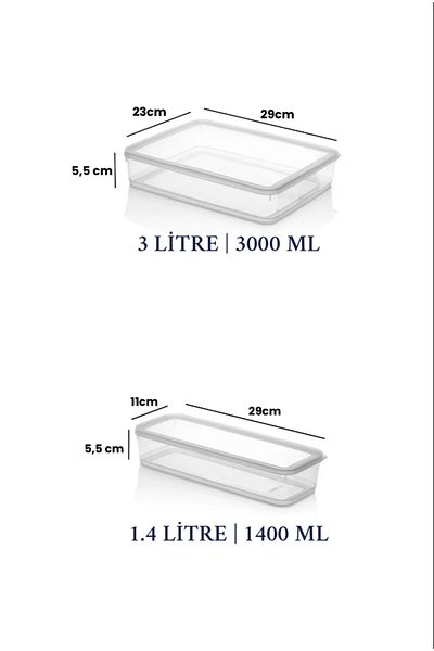DOVİHOME 7 Piece Vacuum Sealed Storage Container Set 1.4Lt and 3Lt |   Transparent |   Refrigerator Organizer
