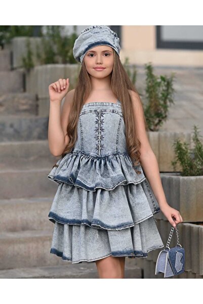 Kids KIZ ÇOCUK  ELBİSE KOMBİNİ (Çanta /Şapka /Çorap)