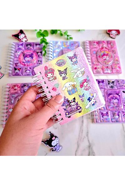 NaSaDAN Kuromi My Melody Cinnamoroll Sanrio 3D Juicy Cover Notebook με αυτοκόλλητο 30 Σελίδα Σημειωματάριο 1 τεμάχιο