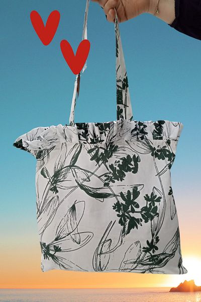 Emtory Home Τσάντα παραλίας - Πράσινη Floral Τσάντα Παραλίας - Λινό Τσάντα πολλαπλών χρήσεων 35x35