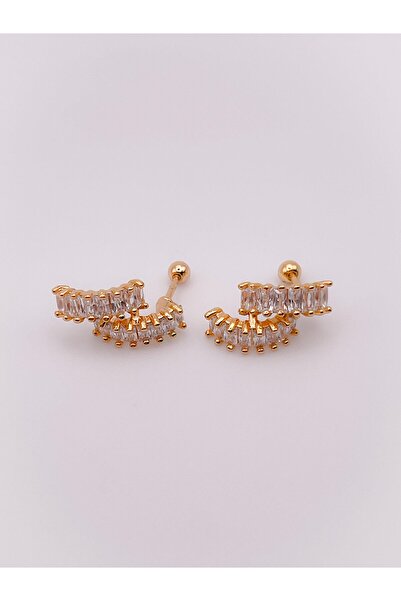 Trinos Cerrrahi Çelik Piercing ( Pirsing ) Zirkon Taşlı Çift Yarım Halka Tragus Helix Piercing (1adet)