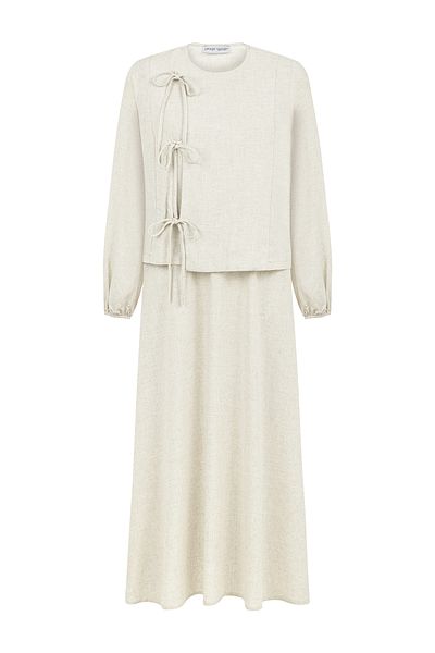 praye Side Lace Skirt Suit Stone
