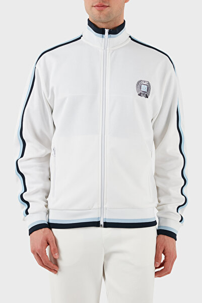 HUGO Logo Baskılı Pamuklu Regular Fit Şerit Detaylı Dik Yaka Sweat Erkek SWEA...