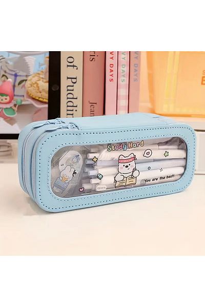 ada çanta kırtasiye Children Pencil Case Double Deck with Window Ad6661
