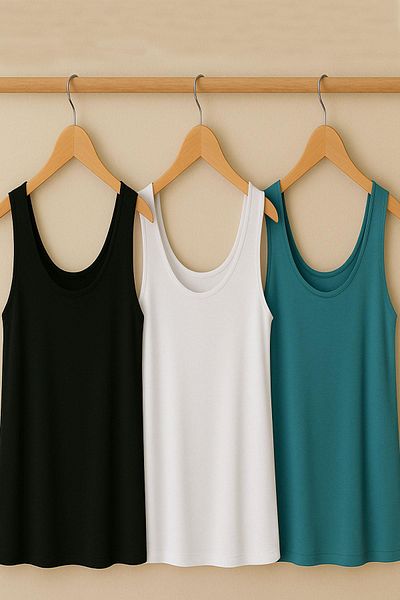 COTENCONCEPT 3 Pieces A-Line Cotton Thick Strap Athlete T-Shirt