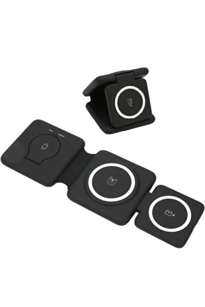 Runaway 3'lü Kablosuz Şarj Standı iPhone Apple Watch AirPods Android Uyumlu T...