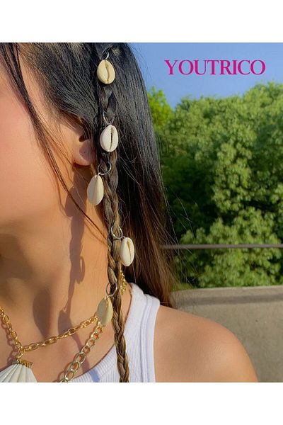 Youtrico 5pcs hair braid headband DIY，Bohemian style,shell,Hair accessories