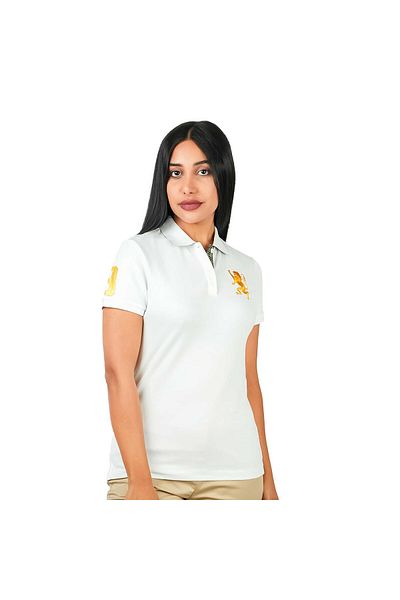 Giordano Women's Cotton Lycra 3D Lion Embroidery Polo