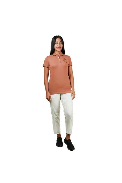Giordano Women's Cotton Lycra 3D Lion Embroidery Polo