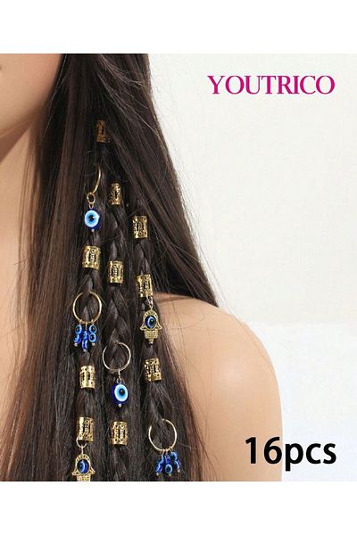 Youtrico 16pcs hair braid headband DIY，Demon eye,Gold,Hair accessories