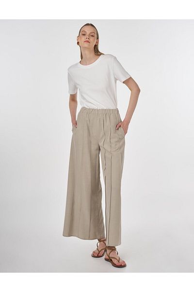 Kayra Pieced Modal Trousers Mold Green