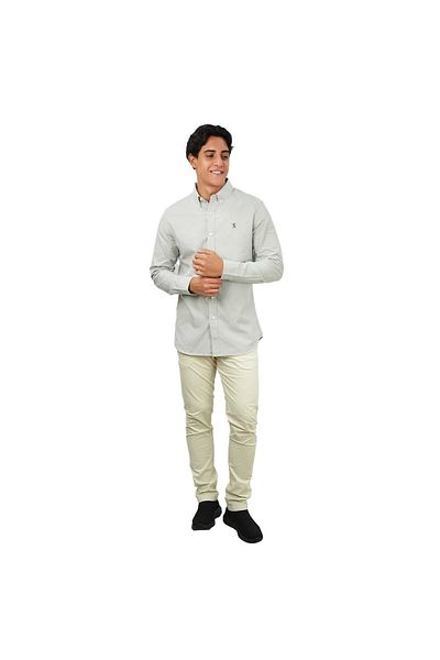 Giordano Men's Cotton Oxford Full Opening Long Sleeve Slim Fit Shirt
