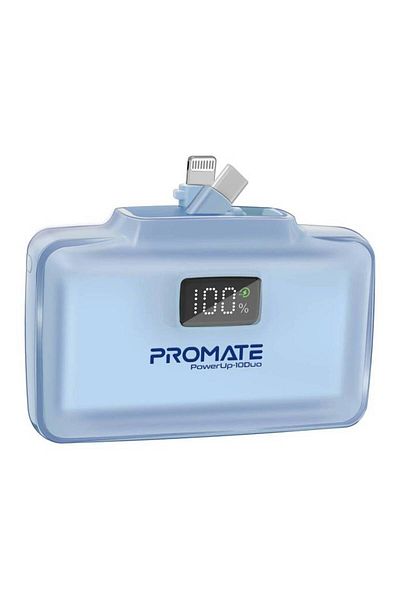 Promate PowerUp-10 Duo - Portable Battery 10000mAh with USB-C and Lightning Connectors, 20W Power, B