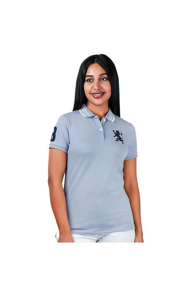Giordano Women's Cotton Lycra 3D Lion Embroidery Polo