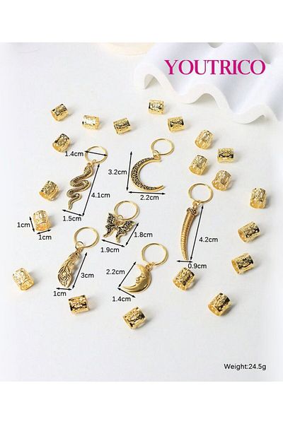 Youtrico 26pcs hair braid headband DIY，Butterfly,snake, moon,Hair accessories