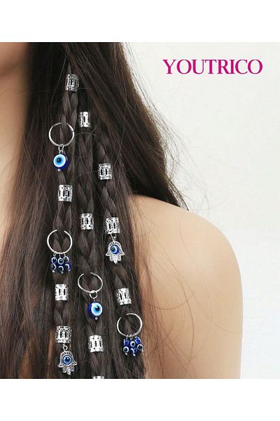 Youtrico 16pcs hair braid headband DIY，Demon eye,sliver,Hair accessories