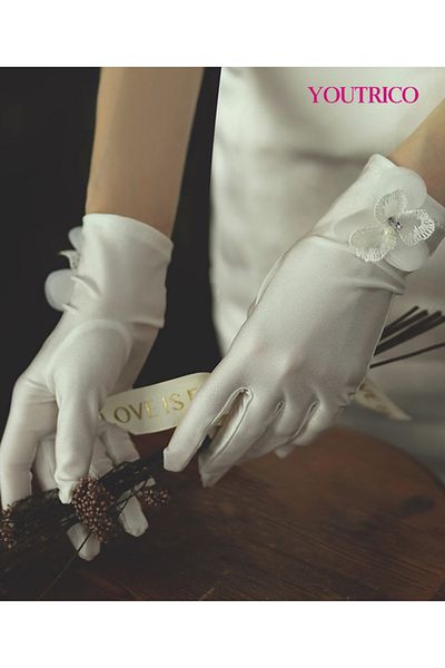 Youtrico Wedding Gloves Korean Soft-Touch Satin Luxurious Bridal