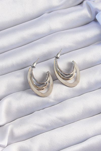 Skygo Brass Gold Silver Colored Flat Plate Hoop Earrings - Tj-Bkp9229