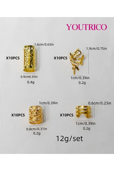 Youtrico 40pcs Retro hair braid headband DIY，Sliver,Hollowed,Hair accessories