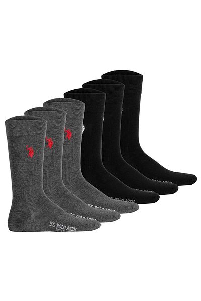 U.S. Polo Assn. U.S. POLO ASSN. Herren Socken, 6er Pack - Business-Socken, Logo, Baumwoll-Mix