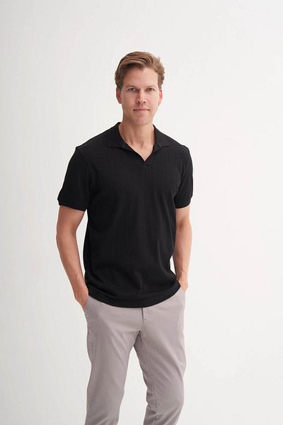 Cazador Ανδρικό μπλουζάκι Polo Neck Black 4120