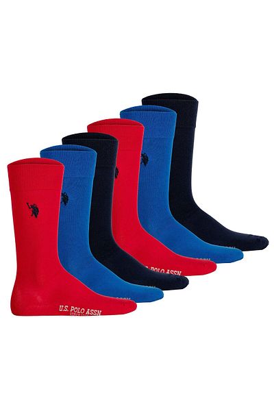 U.S. Polo Assn. U.S. POLO ASSN. Herren Socken, 6er Pack - Business-Socken, Logo, Baumwoll-Mix