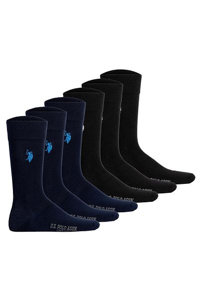 U.S. Polo Assn. U.S. POLO ASSN. Herren Socken, 6er Pack - Business-Socken, Logo, Baumwoll-Mix
