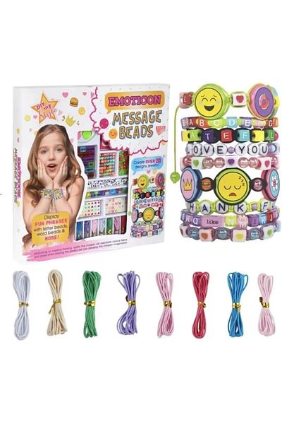 Other Colorful Bracelet Making Kit with Beads, Alphabet Letters, Emojis, and Craft Accessories for Girls