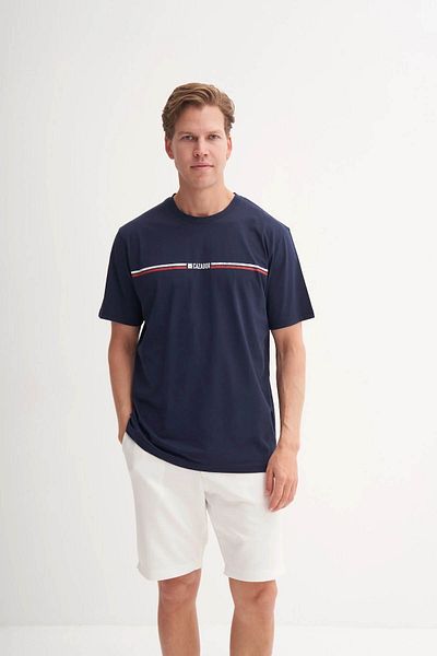 Cazador Ανδρικό μπλουζάκι Crew Neck Navy Blue 4135