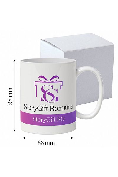 StoryGift Romania Mug with Tiger Cubs with the Message "I Love You", Many Hearts, Flowers in Various Colors, with Heart Handle