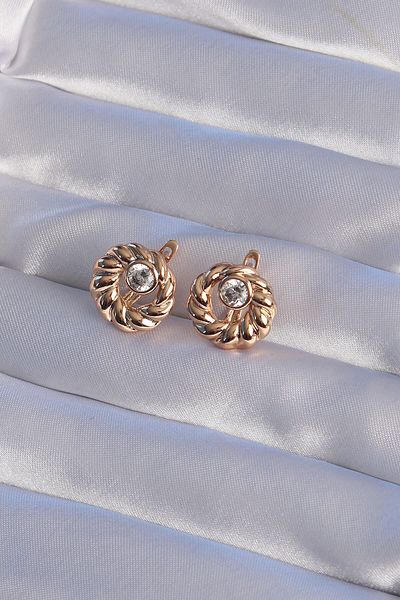 Skygo Rose Color Oval Zircon Stone Twist Model Earrings - Tj-Bkp9361