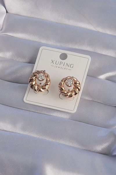 Skygo Rose Color Oval Zircon Stone Twist Model Earrings - Tj-Bkp9361