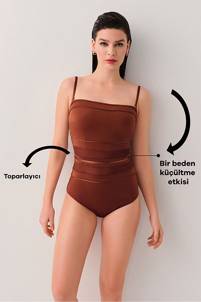 SUWEN Terra Corseted Gathered Strapless Swimsuit