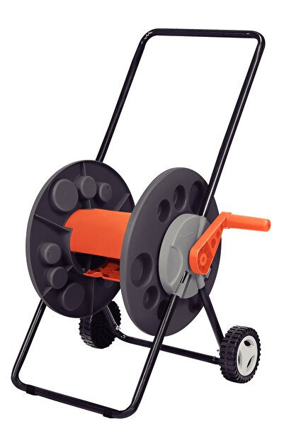 TRAMONTINA منذ عام 1911، صنع في البرازيل - بكرة خرطوم حديقة سوداء مع عجلات