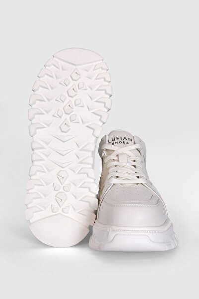 Lufian Hakiki Deri Yüksek Bilekli Bağcıklı Günlük Sneaker Beyaz Ayakkabı
