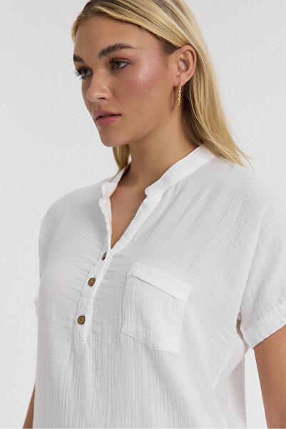 Heaven Ephesus Γυναικεία κοντομάνικη μπλούζα - Μπλούζα με γιακά Muslin Judge - 1130