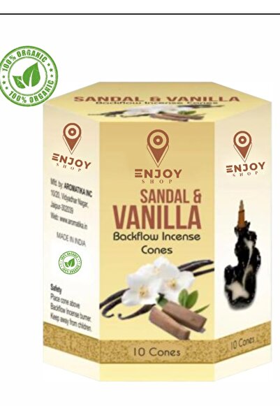 ENJOY SHOP Sandal& Vanilya Kokuku Geri Akışlı Tütsü Konikleri Backflow 10 Adet / Pieces