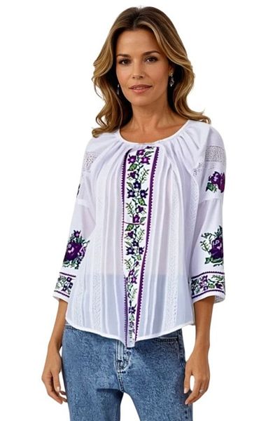 rody's forever Women's blouse type R24, white/purple