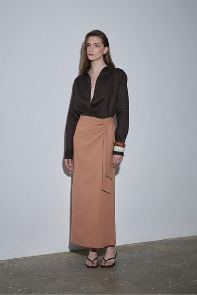 Suud Collection Dusty Rose Noli Linen Wrap Skirt