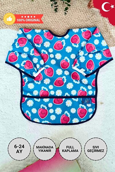 Babydonat مريلة للأنشطة والطعام للفتيات مقاومة للسوائل بنمط الفراولة من عمر 6...