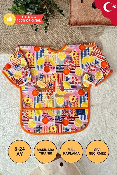 Babydonat Meyve Desenli Sıvı Geçirmez Unisex Aktivite ve Mama Önlüğü 6-24 Ay