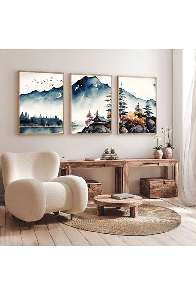 Dekorsiahome 3 Pcs Wood Framed Living Room Salon Kitchen Table Set Set3048
