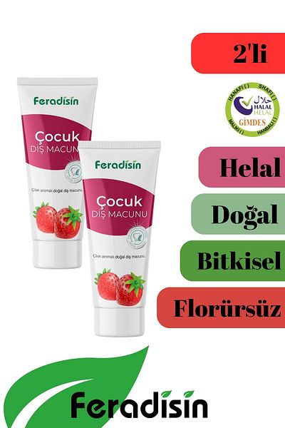 Feradisin Pack of 2 Natural Children's Fluoride-Free Whitening and Protective Toothpaste 65Grx2 - Gimdes Halal Certified